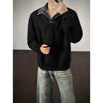 Retro Patchwork Faux Two-piece Sweatshirt