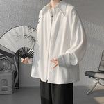 Retro Long Sleeve Solid Color Casual Shirt