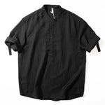 Retro Stand-up Collar Breathable Drape T-shirt
