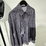 Vintage Pleated Embossed French Loose Hollow Breathable Shirt