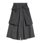 Womenâ€˜s Vertical Striped Wide-leg Cropped Trousers