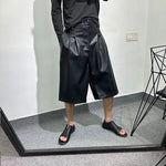 Loose Straight Wide-leg PU Leather Shorts