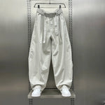 Loose-fitting Curved Elastic Waist Casual Pants