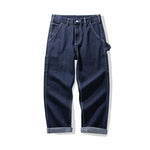 Raw Denim Multi-pocket Striped Outdoor Cargo Pants