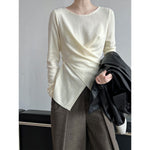 Irregular Hem Cross-over Knit Sweater