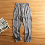Linen Breathable Loose Drawstring Straight Trousers