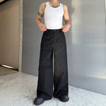 Black Pocket Cargo Straight Leg Trousers