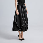 Irregular Pleated Contrast Color High Waist Skirt Pants