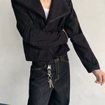 Textured Deconstructed Twill Lapel Jacket