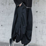 Draped Cropped Pleated Cropped Trousers