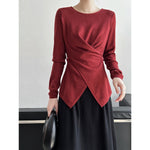 Irregular Hem Cross-over Knit Sweater