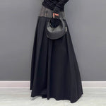 Casual Contrast Patchwork Denim Skirt