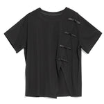 Button Loose Slit T-shirt
