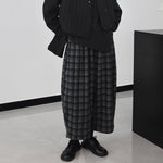 Loose-fitting Retro Wool Plaid Wide-leg Pants