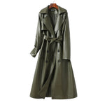 Winter Mid-length Leather Trench Coat