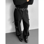 Metal Buckle Draped Casual Trousers