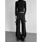 Metal Buckle Draped Casual Trousers