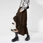 Contrast Color Panel Ruffled Mesh Skirt
