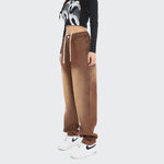 Vintage Brown Elastic Waist Washed Jeans