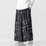 Calligraphy Print Culottes Hakama Pants