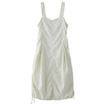 Drawstring Pleated Breathable Work Dress