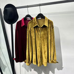Loose-Fit Velvet Shirt with Fluid Drape