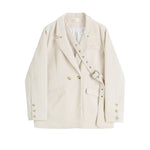 Corduroy Lace Up Buttoned Jacket