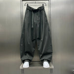 Loose-fitting Curved Elastic Waist Casual Pants