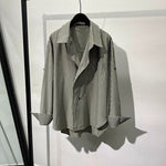 Striped Irregular Lapel Shirt