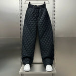 Quilted Casual Wide-leg Cotton Pants