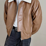 Pilot Pu leather Short Jacket
