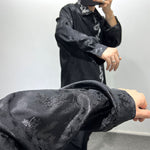 Dark Embroidered Loose Retro Shirt