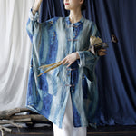 Vintage Ramie Loose Ethnic Shirt Mid-Length Jacket
