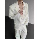 Embroidered 3D Floral Casual Blazer