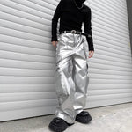 Silver Cargo Pants Stage Performance Outfit