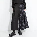 Loose Retro Contrast Color Splicing Culottes