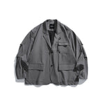 Loose-fitting Curved Lapel Blazer