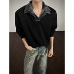 Retro Patchwork Faux Two-piece Sweatshirt