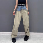 Denim Contrast Patchwork Pants
