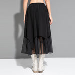 Irregular Hem Panel Mesh Skirt