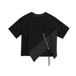 Womenâ€˜s Crew Neck Loose Irregular Hem T-shirt