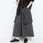 Womenâ€˜s Vertical Striped Wide-leg Cropped Trousers