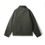 Corduroy Collar Diamond Pattern Casual Cotton Jacket