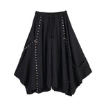Webbing Irregular Oversized Wide-leg Culottes Hakama Pants