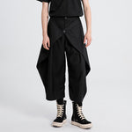 Button Loose Casual Cropped Trousers