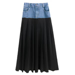 Casual Contrast Patchwork Denim Skirt
