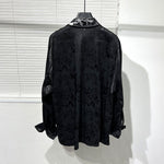 Dark Embroidered Loose Retro Shirt