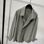 Striped Irregular Lapel Shirt