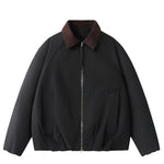 Retro Corduroy Collar Patchwork Loose Jacket