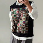 ã€�Weaving Kaleidoscopeã€‘Loose Patchwork Pullover Vest